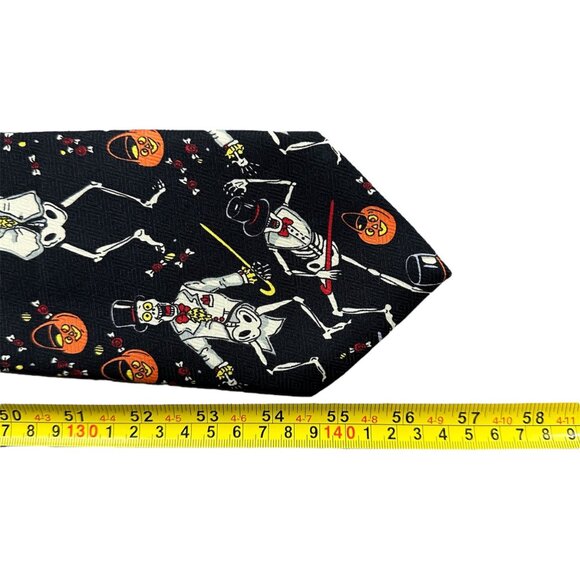 Vintage Halloween Tie Skeleton Pumpkins Necktie 90s Korea Jack O Lantern Kitsch - Picture 6 of 6